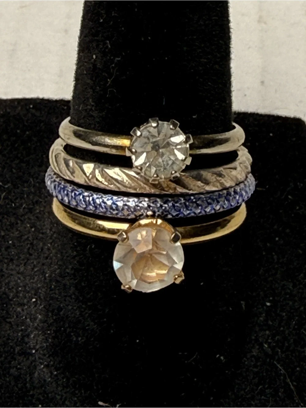 Vintage Lot Of Fashion Rings Various Sizes Metals Styles Cubic Zirconia
